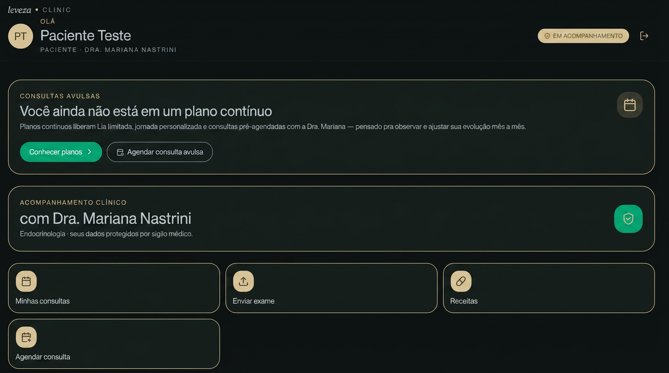 Área logada do paciente no navegador